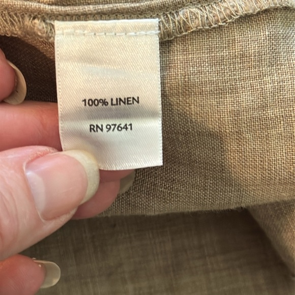 J Jill Shirt Cardigan Women 100% Linen Beige Lightweight Lagenlook Knot Buttons - Picture 4 of 10